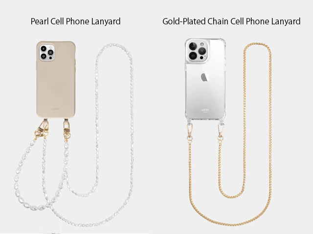 Pearl Gold-Plated Chain Style Straps Cell Phone Lanyard Custom 